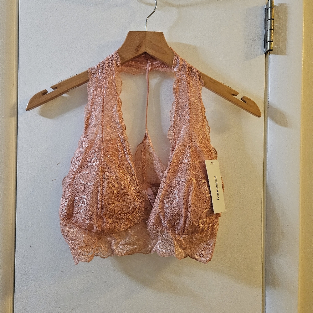 Francesca's pink printed lace bralette